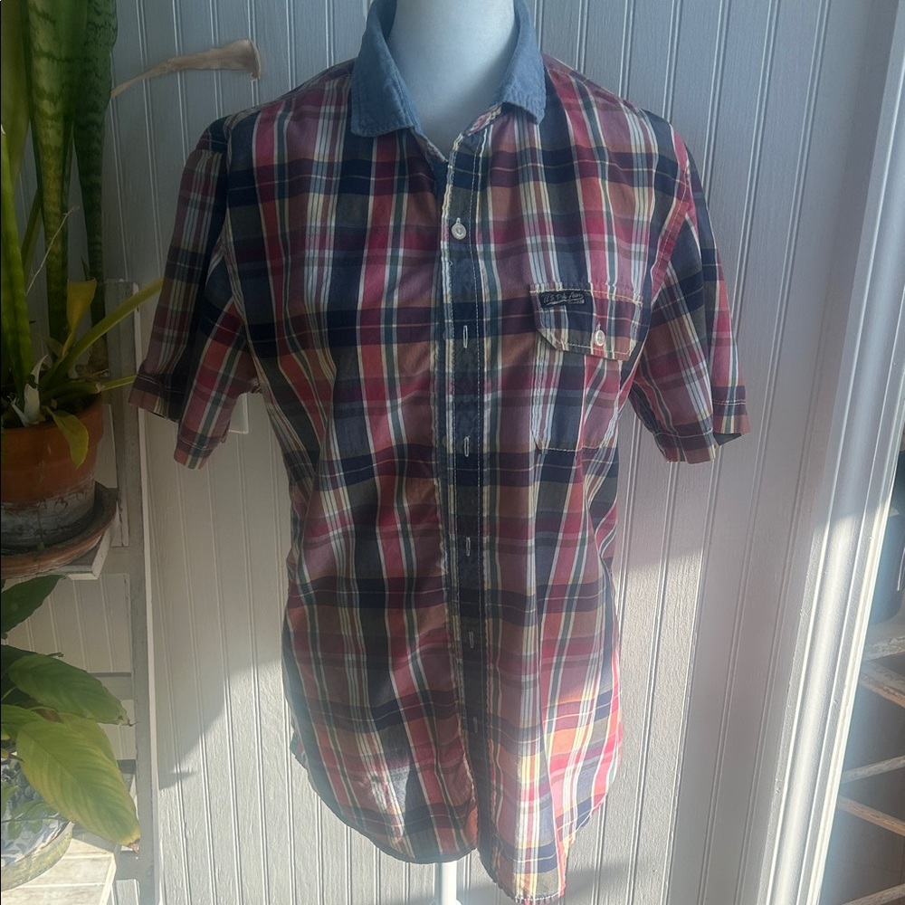 U.S. Polo Assn. Red and Blue Plaid Button Down Shirt